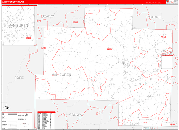 Van Buren County, AR Zip Code Map